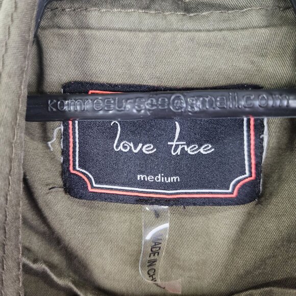 Womens Love Tree Army Green Jacket Button & Full Zip Long Sleeve 100% Cotton M - Picture 6 of 12